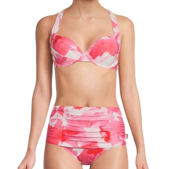 Calvin Klein Other - Calvin Klein Pleated Floral Underwire Bikini Top and‎ High Waisted Bottom XS NWT